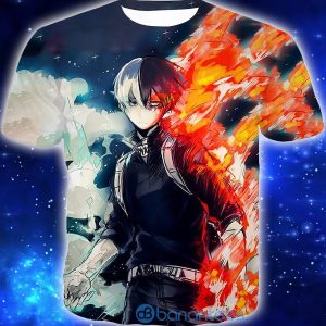 My Hero Academia Blazing Hot and Icy Cold Half Cold Half Hot Shoto Cool Anime 3D Shirt - 3D T-Shirt - Black