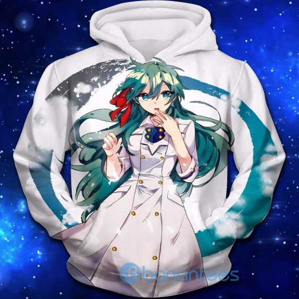 My Hero Academia Cute Blue Haired Anime Girl Super White All Over Printed 3D Shirt - 3D Hoodie - White