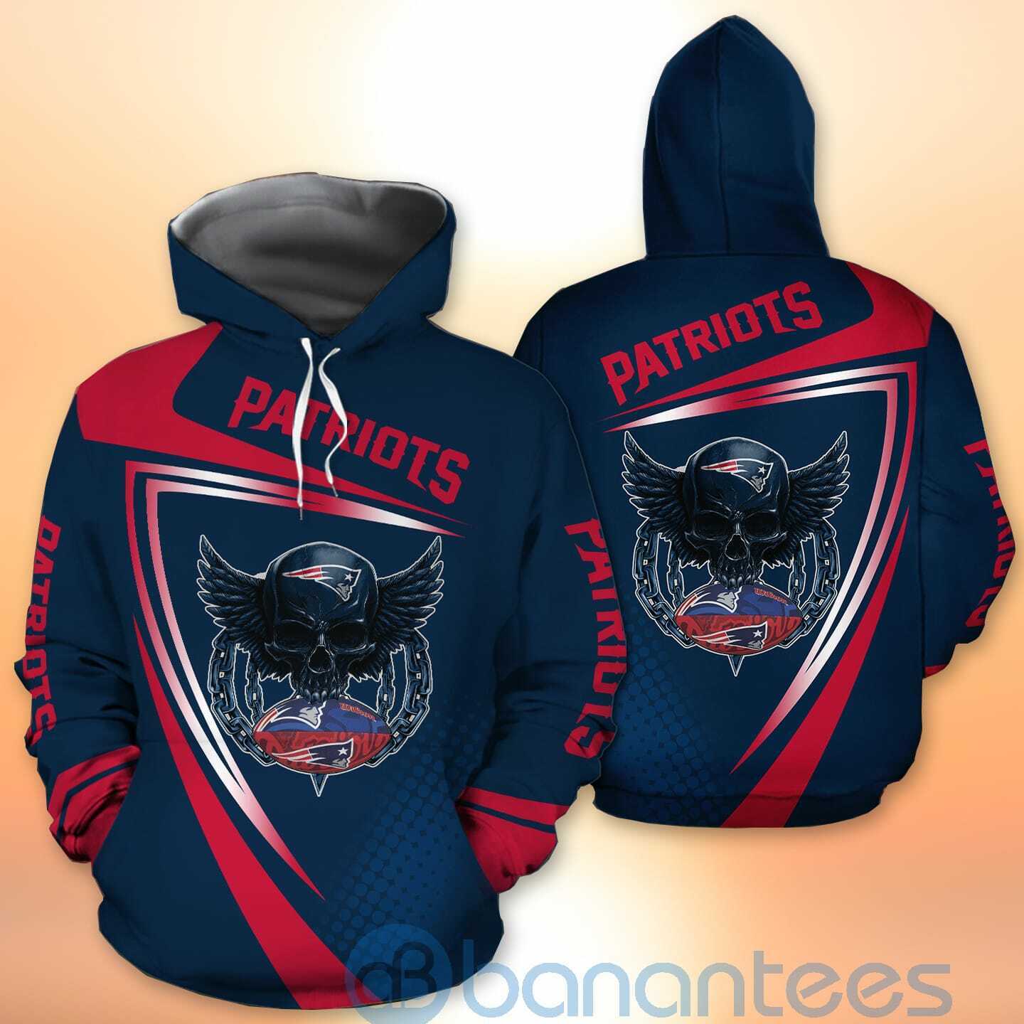 New England Patriots NFL Skull American Football Sporty Design 3D All Over Printed Shirt