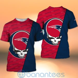 New England Patriots NFL Team Logo Grateful Dead Design 3D All Over Printed Shirt Product Photo