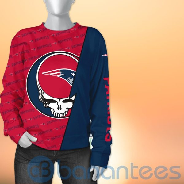 New England Patriots NFL Team Logo Grateful Dead Design 3D All Over Printed Shirt Product Photo