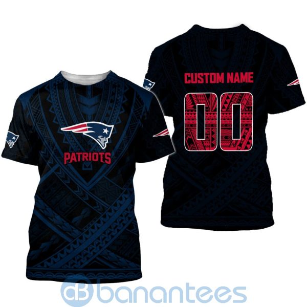 New England Patriots NFL Team Logo Polynesian Pattern Custom Name Number 3D All Over Printed Shirt Product Photo