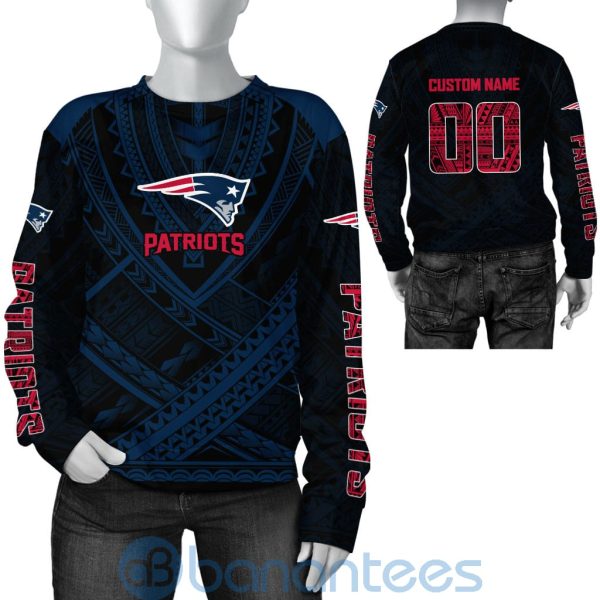 New England Patriots NFL Team Logo Polynesian Pattern Custom Name Number 3D All Over Printed Shirt Product Photo
