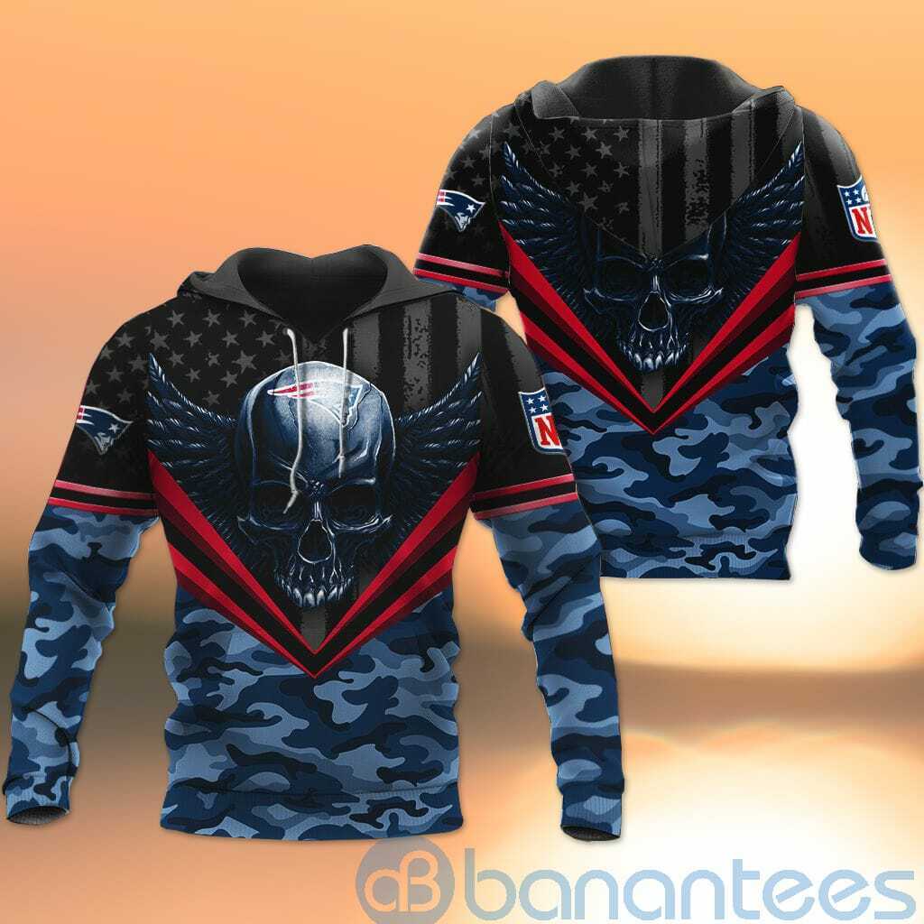 New England Patriots Skull Wings 3D All Over Printed Shirt