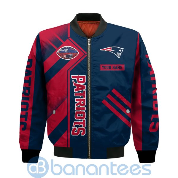 New England Patriots Super Bowl Champions Custom Name Number Bomber Jacket Product Photo