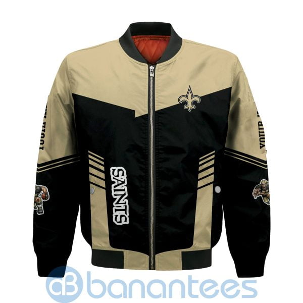 New Orleans Saints American Football Team Logo Custom Name Bomber Jacket Product Photo