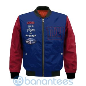 New York Giants Make Me Happy American Football Team Logo Custom Name Bomber Jacket Product Photo