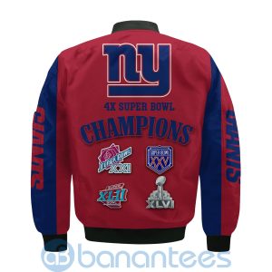 New York Giants Super Bowl Champions Custom Name Number Bomber Jacket Product Photo