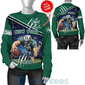 New York Jets Mascot Catching Ball Custom Name 3D All Over Printed Shirt Product Photo
