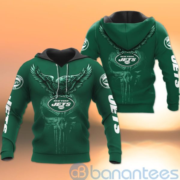 New York Jets NFL Logo Eagle Skull 3D All Over Printed Shirt Product Photo
