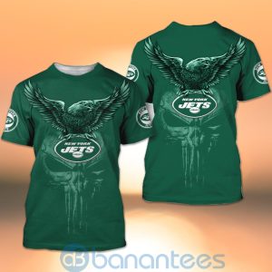 New York Jets NFL Logo Eagle Skull 3D All Over Printed Shirt Product Photo