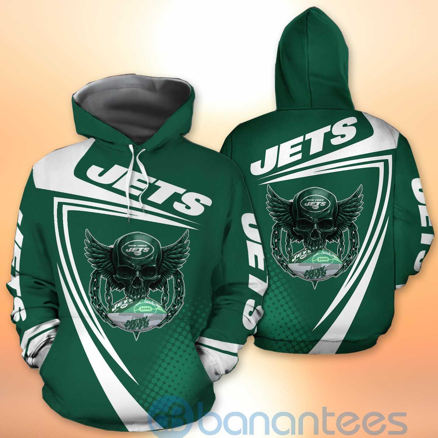 New York Jets NFL Skull American Football Sporty Design 3D All Over Printed Shirt
