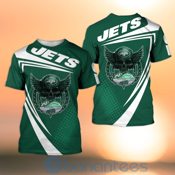 New York Jets NFL Skull American Football Sporty Design 3D All Over Printed Shirt Product Photo