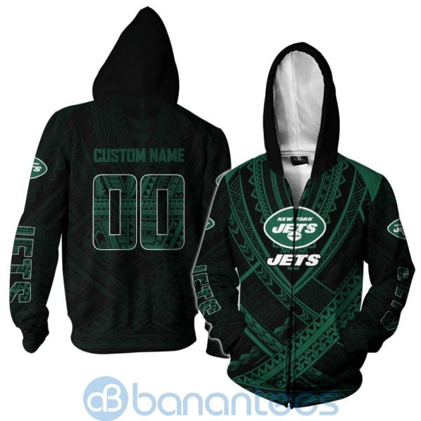 New York Jets NFL Team Logo Polynesian Pattern Custom Name Number 3D All Over Printed Shirt Product Photo