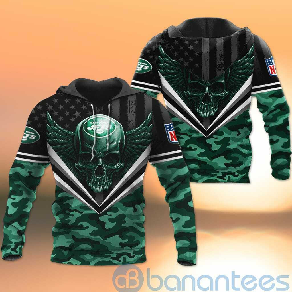New York Jets Skull Wings 3D All Over Printed Shirt