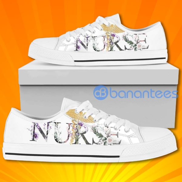 Nursing Nurse Flower Lovely Design Graphic Low Top Canvas Shoes Product Photo