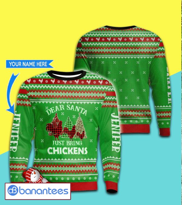 Personalized Chickens And Xmas Tree Full Print Ugly Christmas Sweater Product Photo
