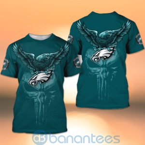 Philadelphia Eagles NFL Logo Eagle Skull 3D All Over Printed Shirt Product Photo
