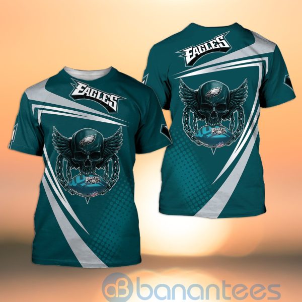Philadelphia Eagles NFL Skull American Football Sporty Design 3D All Over Printed Shirt Product Photo
