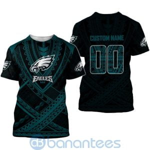 Philadelphia Eagles NFL Team Logo Polynesian Pattern Custom Name Number 3D All Over Printed Shirt Product Photo