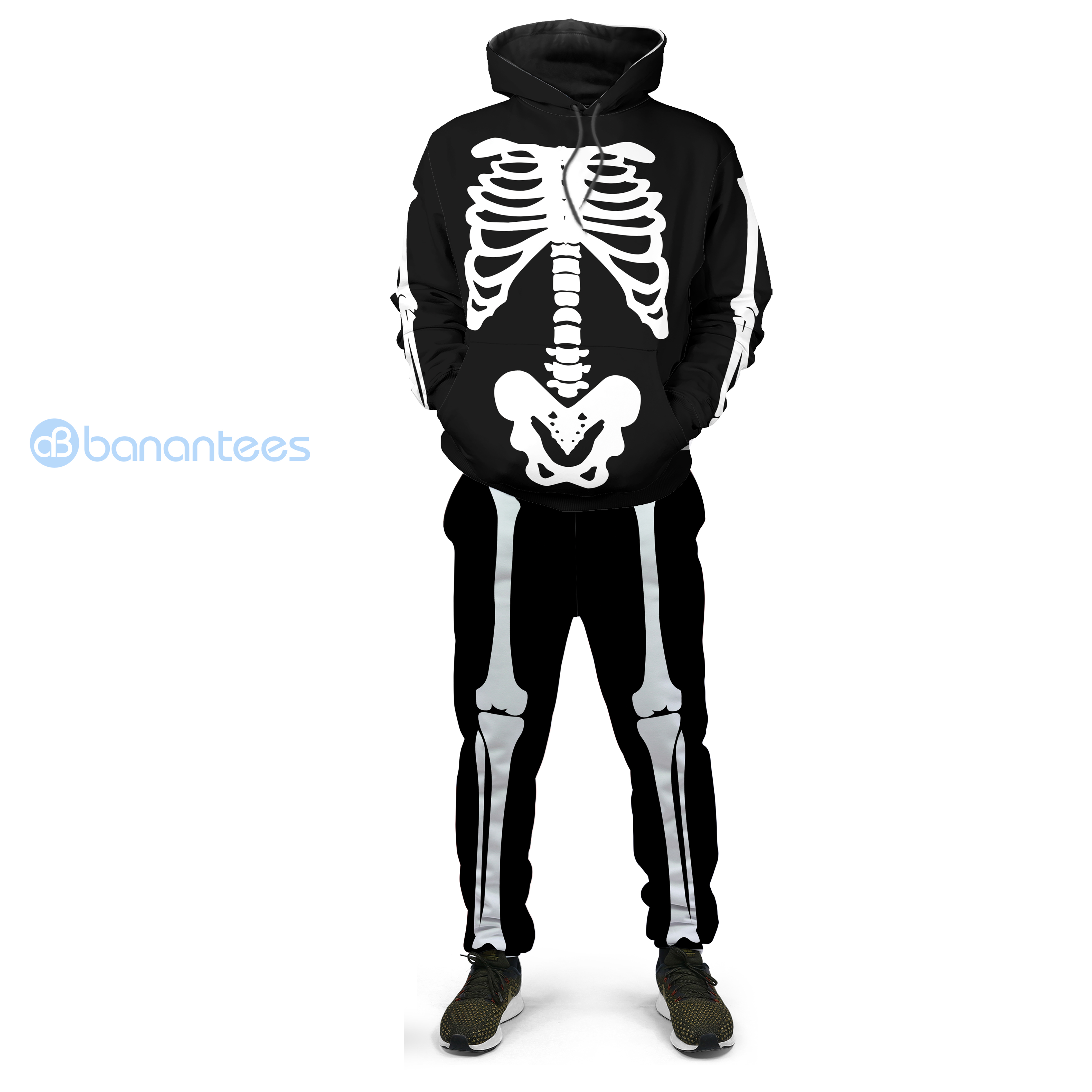 Phoebe Bridgers Skeleton Set Hoodie And Long Pant Set All Over Printed Style: 3D Hoodie, Color: Black