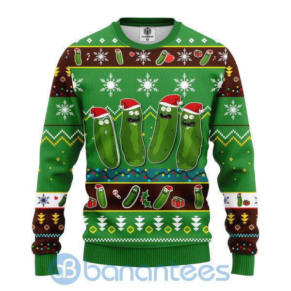 Pickle Rick Rick And Morty Best Gift Ugly Christmas 3D Sweater Green Product Photo