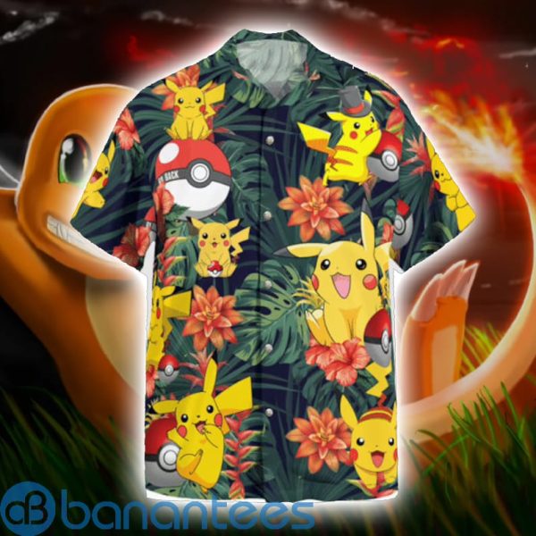 Pikachu Pokemon Ball Tropical Pattern Short Sleeves Hawaiian Shirt Product Photo
