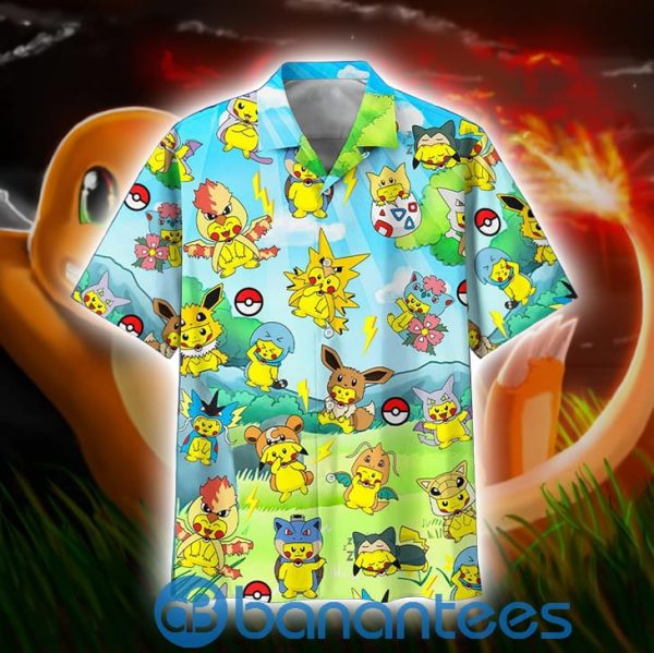 Pikachu Pokemon Summer Short Sleeves Hawaiian Shirt Summer Shirt Product Photo