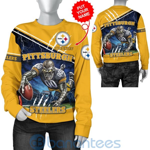 Pittsburgh Steelers Mascot Catching Ball Custom Name 3D All Over Printed Shirt Product Photo