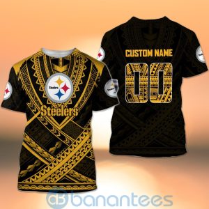 Pittsburgh Steelers NFL Team Logo Polynesian Pattern Custom Name Number 3D All Over Printed Shirt Product Photo