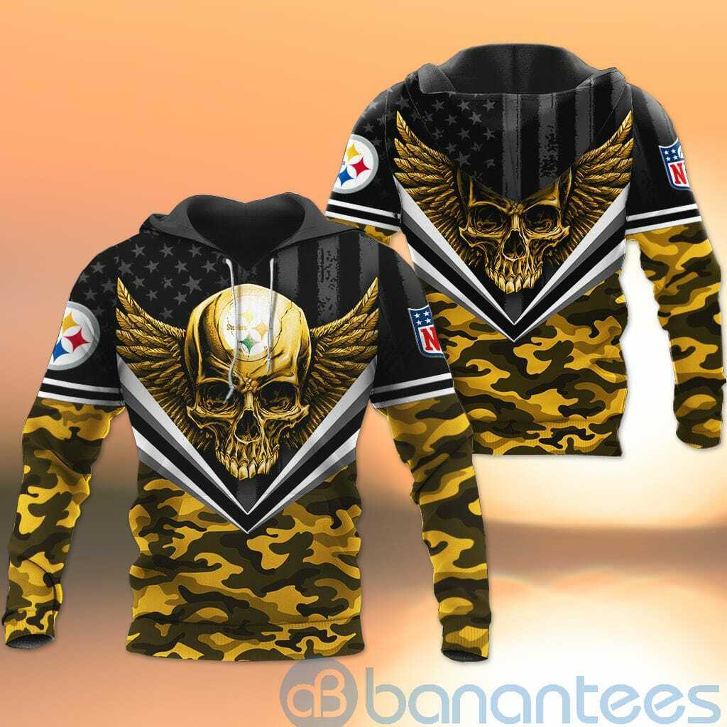 Pittsburgh Steelers Skull Wings 3D All Over Printed Shirt