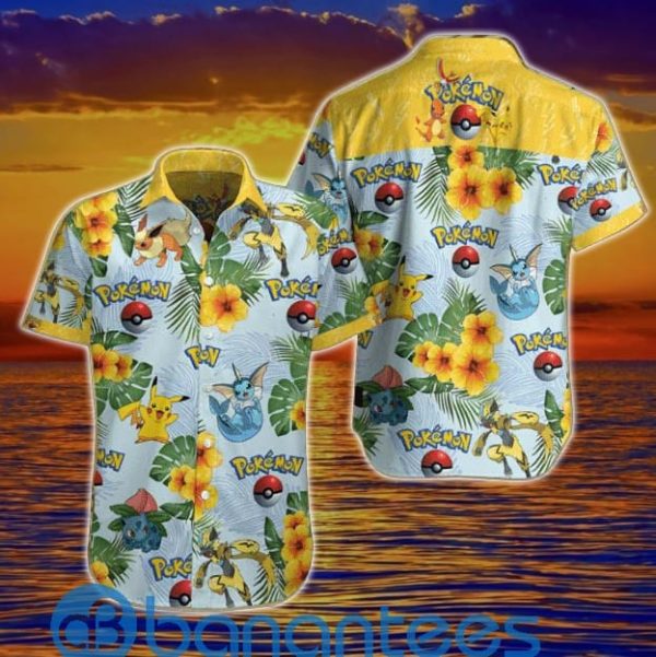 Pokemon Habicus And Tropical Leaf Hawaiian Shirt Product Photo
