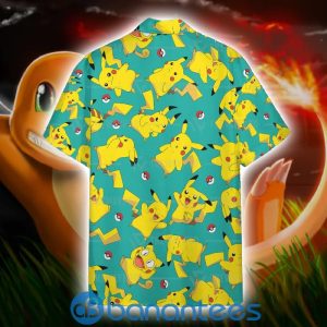 Pokemon Pikachu Chibi Cyan Short Sleeves Hawaiian Shirt Summer Shirt Product Photo