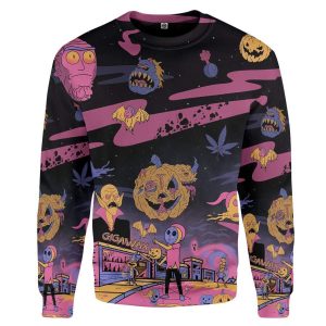 Pumpkin Gearhuman Rick And Morty Halloween All Over Printed 3D Shirt - 3D Sweatshirt - Purple