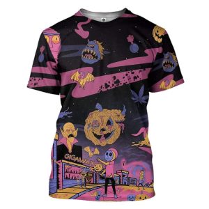 Pumpkin Gearhuman Rick And Morty Halloween All Over Printed 3D Shirt - 3D T-Shirt - Purple