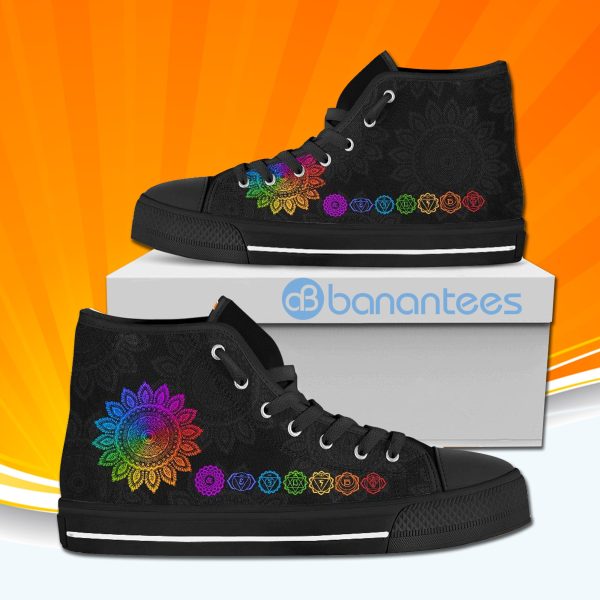 Rainbow 7 Chakra High Top Canvas Shoes Sneakers For Men And Women Product Photo