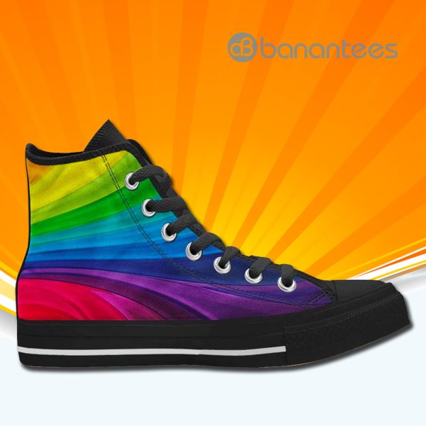 Rainbow High Top Canvas Shoes Sneakers For Men And Women Product Photo