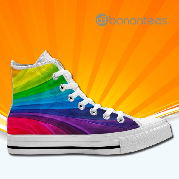 Rainbow High Top Canvas Shoes Sneakers For Men And Women Product Photo