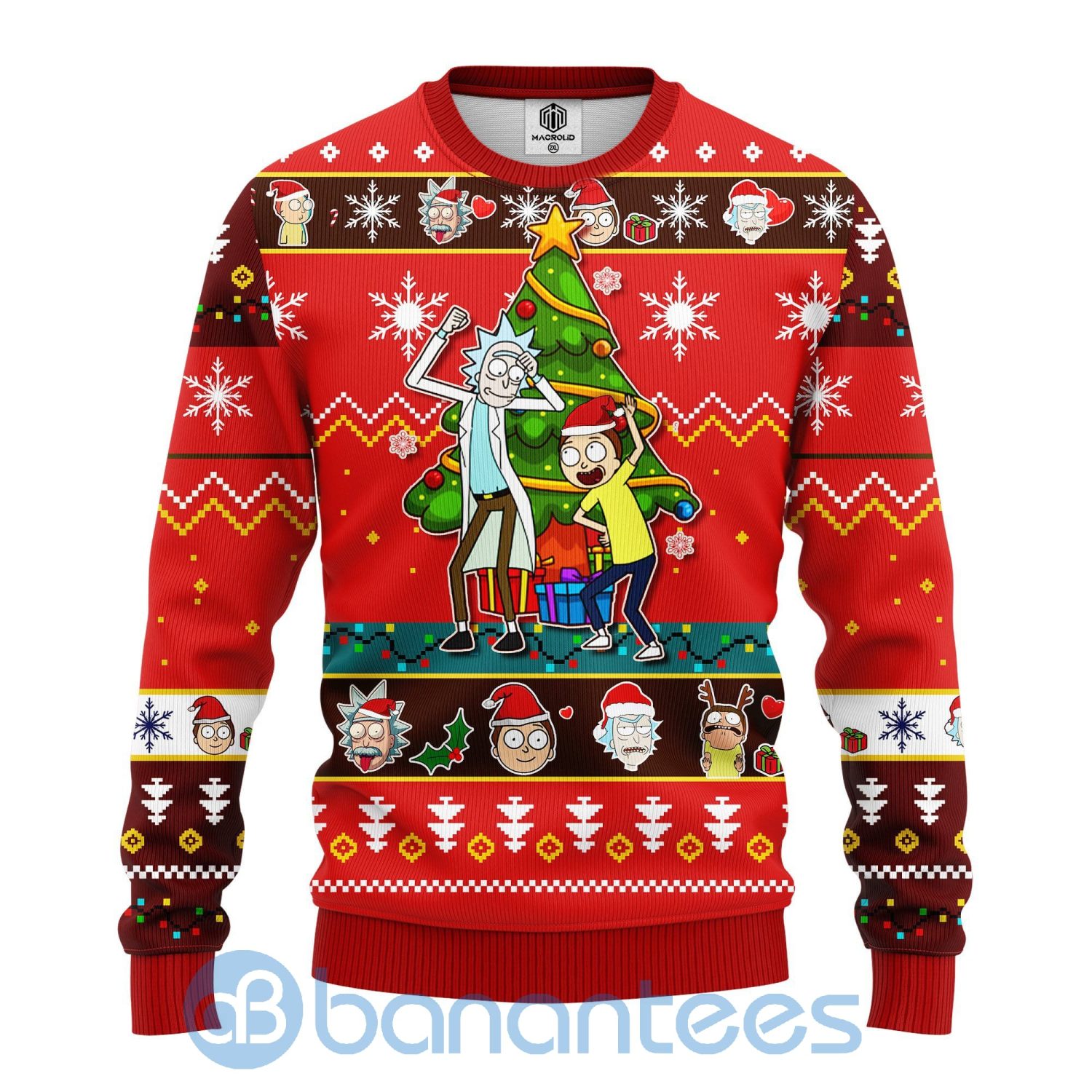 Rick And Morty Dancing Noel Gift Red Ugly Christmas 3D Sweater