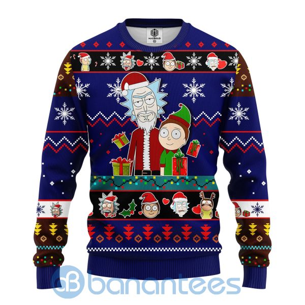 Rick And Morty Noel Gift Blue Ugly Christmas 3D Sweater Product Photo