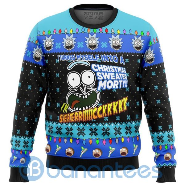 Rick And Morty Sweater I Turned Myself Into A Christmas 3D Sweater Morty Ugly Christmas 3D Sweater Product Photo