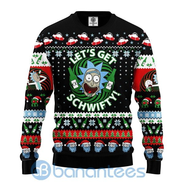Rick And Morty Sweater Let?s Get Schwifty Beer Black Ugly Christmas 3D Sweater Product Photo