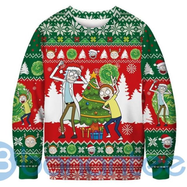 Rick And Morty Sweater Rick And Morty Christmas Party Red Green Ugly Christmas 3D Sweater Product Photo