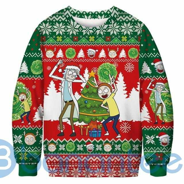 Rick And Morty Sweater Rick And Morty Christmas Party Red Green Ugly Christmas 3D Sweater