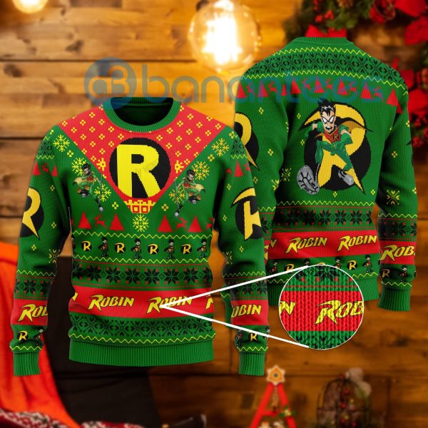 Robin Dc Comics All Over Printed Ugly Christmas Sweater Product Photo