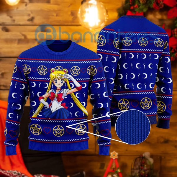 Sailor Moon Fair Isle All Over Printed Ugly Christmas Sweater Product Photo