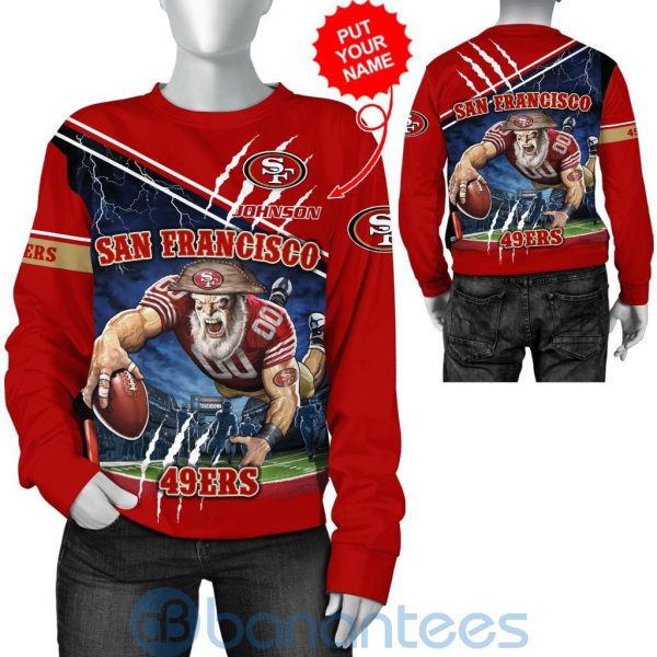 San Francisco 49ers Mascot Catching Ball Custom Name 3D All Over Printed Shirt Product Photo