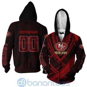 San Francisco 49ers NFL Team Logo Polynesian Pattern Custom Name Number 3D All Over Printed Shirt Product Photo