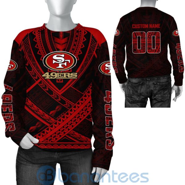 San Francisco 49ers NFL Team Logo Polynesian Pattern Custom Name Number 3D All Over Printed Shirt Product Photo