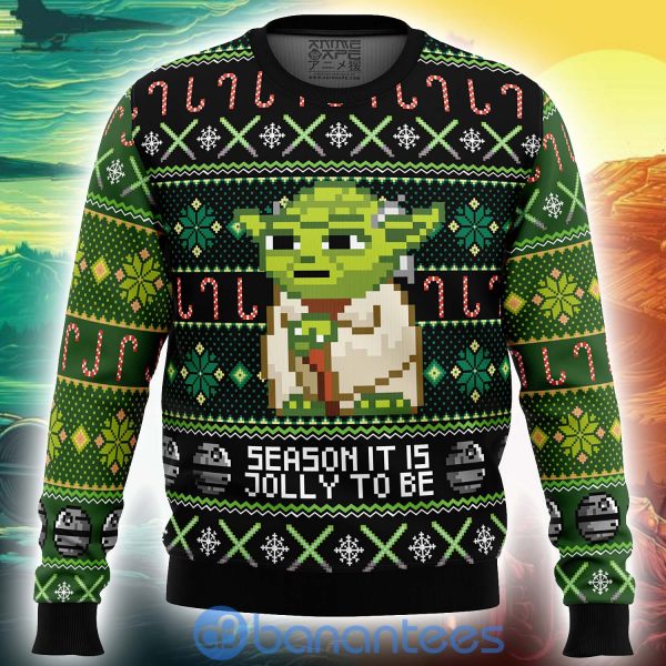 Season It Is Jolly To Be Yoda Ugly Christmas All Over Printed 3D Sweater Product Photo